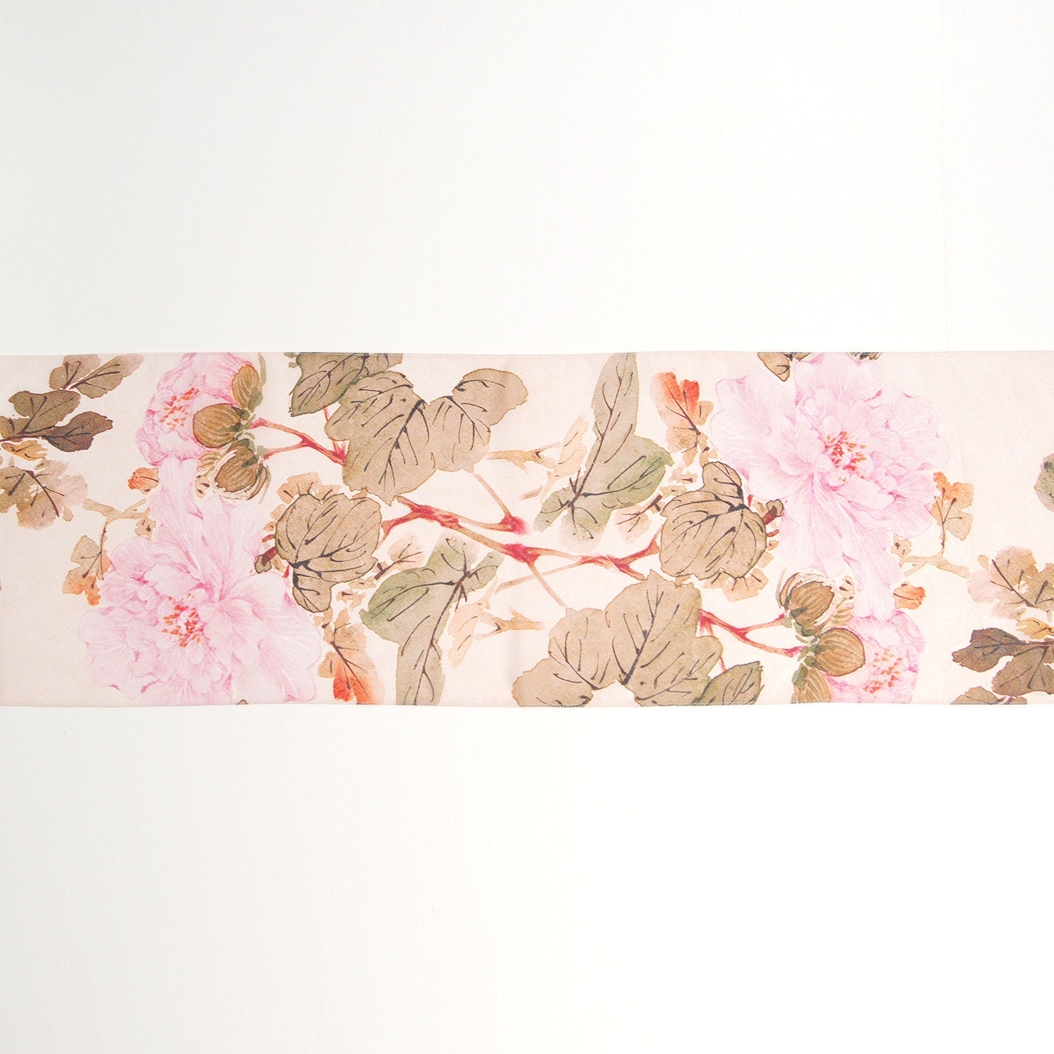Floral Scarf Ivory Shawl Art Teacher Gift Japan Print Silk