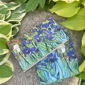 Bridesmaid bag Van Gogh Evening clutch bag Purple floral bag Unique gift for her Irises Small clutch purse Flower prints Bridal party gift