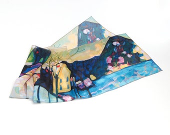 Chiffon scarf Kandinsky scarf Silk scarf women Neck scarf Kandinsky print Head scarf for women Formal shawl Made in Ukraine Gift for her