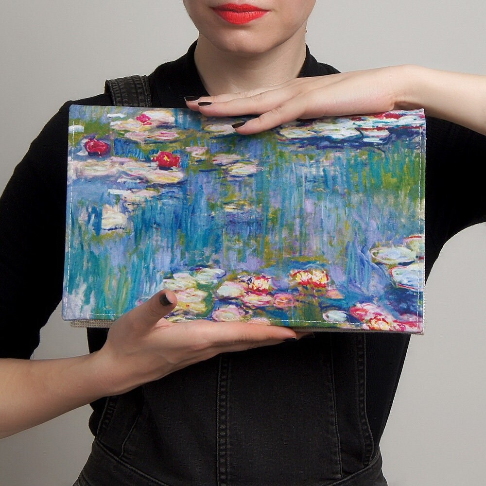 Blue clutch handbag Monet water lilies Floral clutch bag Designer handbags Evening bag women Bridesmaid clutch Made in Ukraine Gift for her