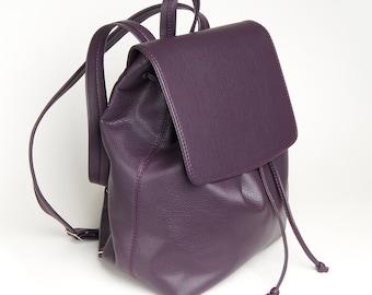 Purple eco leather backpack, vegan leather backpack purse, women backpack, purple women satchel, violet backpack purse, designer backpack