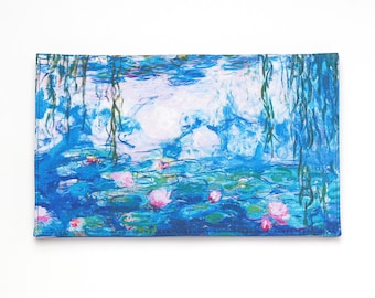 Monet Water lilies Blue Clutch purse Evening clutch bag Flowers print Small purse Unique gift for her Floral  Designer handbags Art Mom gift