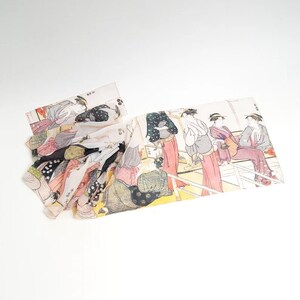 Japanese silk scarf Geisha Chiffon scarf women Mod scarf Ivory shawl Japan print Summer scarf Ukraine shops Formal shawl Gift for women image 8
