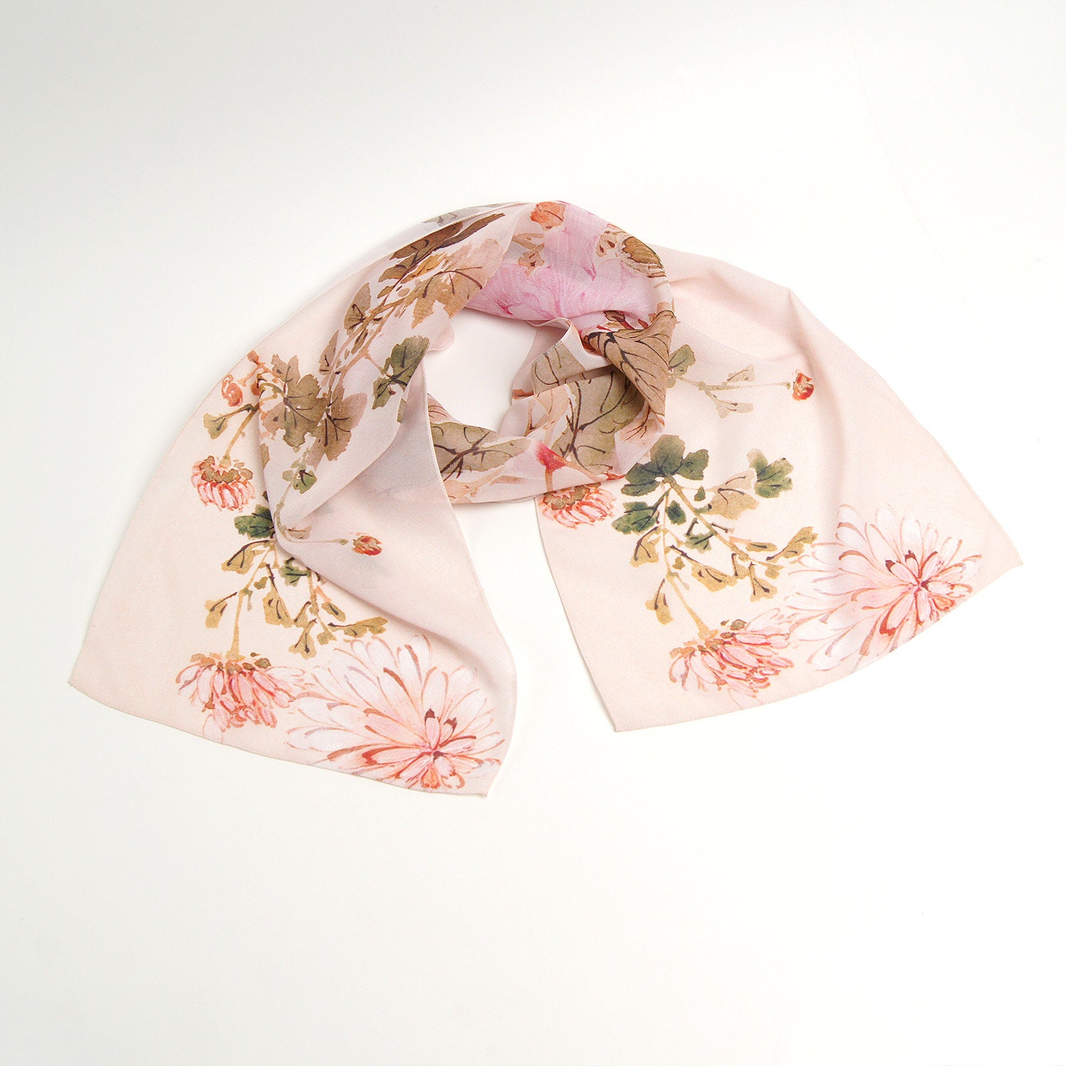 スカーフ FLORAL PRINT SCARF tropical-floral-silk-twill-
