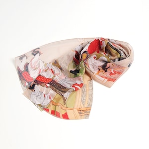 Japanese silk scarf Geisha Chiffon scarf women Mod scarf Ivory shawl Japan print Summer scarf Ukraine shops Formal shawl Gift for women image 4
