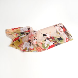 Japanese silk scarf Geisha Chiffon scarf women Mod scarf Ivory shawl Japan print Summer scarf Ukraine shops Formal shawl Gift for women image 2