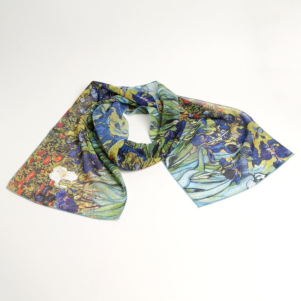 Irises Van Gogh scarf Art floral shawl Chiffon women's | Etsy
