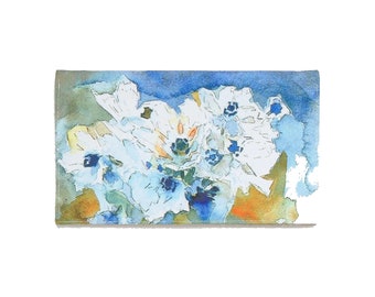 Muttertag Geschenk Floral Geldbeutel Kleine Geldbörse Abendunterarmtasche Kunst Lehrer Geschenk für sie Blumendrucke Blaue Kupplung Mama Geschenk Made in Ukraine