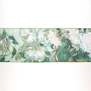 May include: A painting of white flowers with green leaves in a vibrant, impressionistic style. The flowers are painted with thick brushstrokes and the colors are bright and bold.