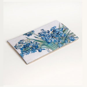 Bolso de arte con estampado de Van Gogh Bolso clutch azul claro Iris de Van Gogh Bolso pequeño Clutch de dama de honor Regalo para sus bolsos de diseñador Hecho en Ucrania