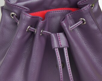 Purple Eco Leather Backpack, Vegan Leather Backpack Purse  display picture 3