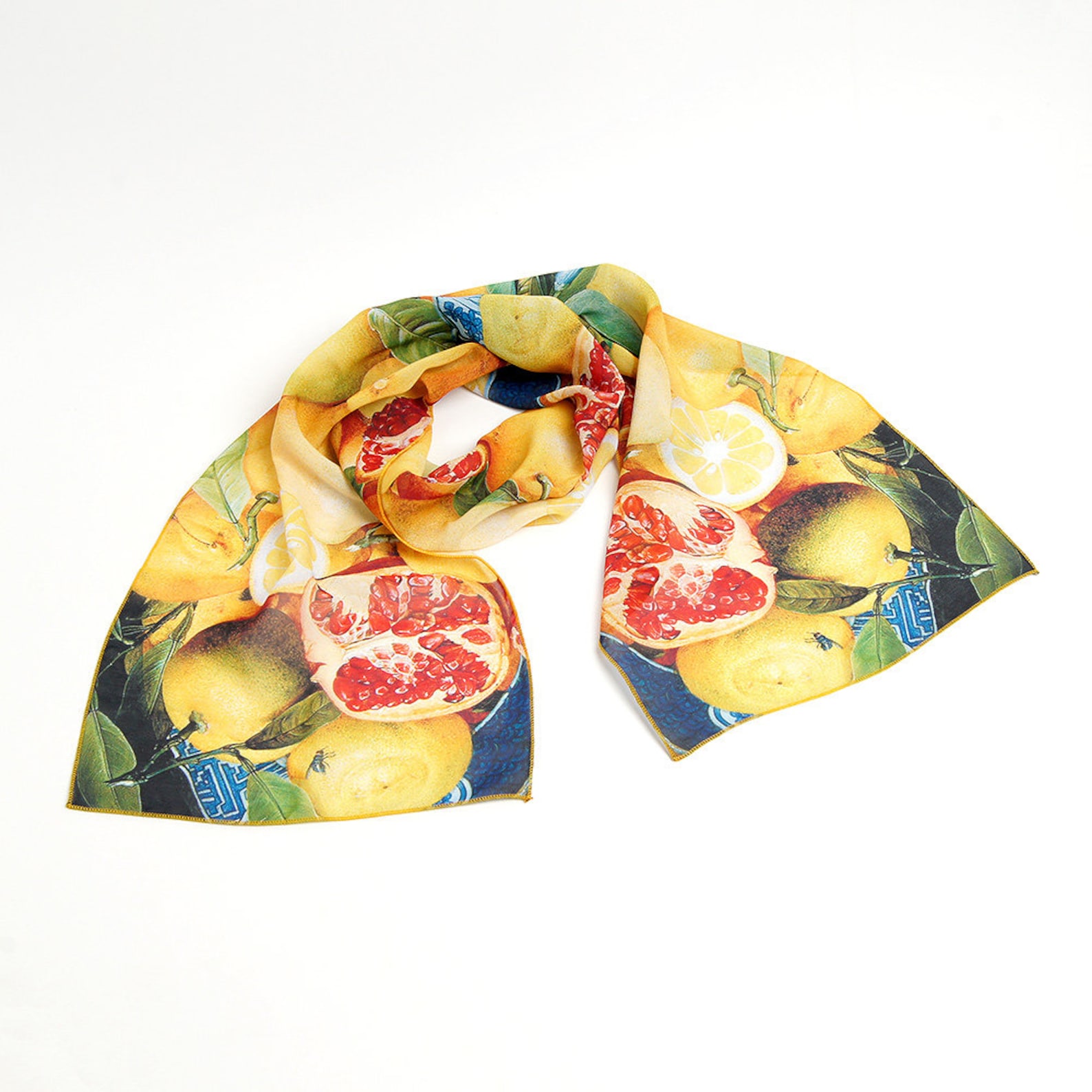 Lemon Print Scarf Chiffon Yellow Shawl Pomegranates Scarf - Etsy