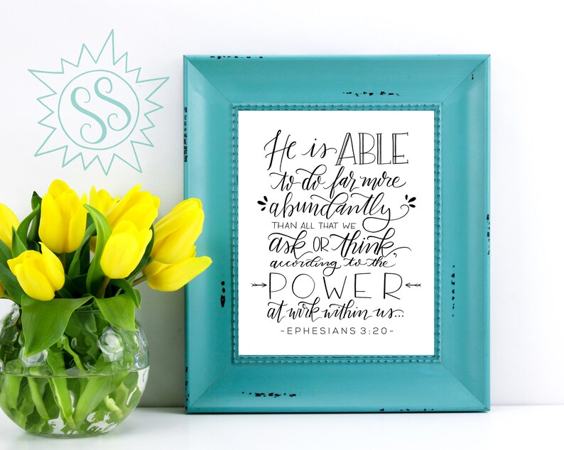 He is ABLE / He is ABLE Wall Art / Scripture Wall Art / Ephesians 3:20 / Bible Verse Wall Art / Encouraging Wall Art /Faith Wall Art /THW127 image 3