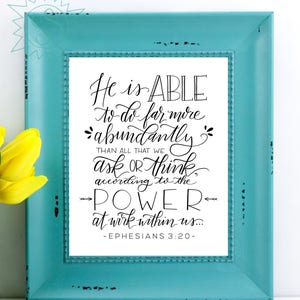 He is ABLE / He is ABLE Wall Art / Scripture Wall Art / Ephesians 3:20 / Bible Verse Wall Art / Encouraging Wall Art /Faith Wall Art /THW127 image 4
