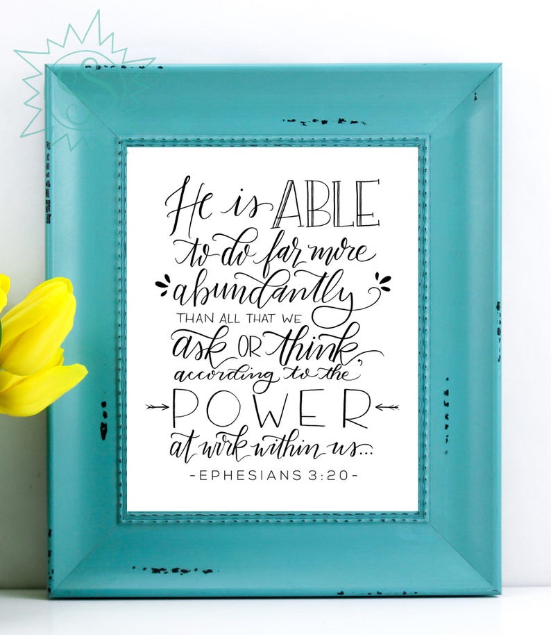 He is ABLE / He is ABLE Wall Art / Scripture Wall Art / Ephesians 3:20 / Bible Verse Wall Art / Encouraging Wall Art /Faith Wall Art /THW127 image 4