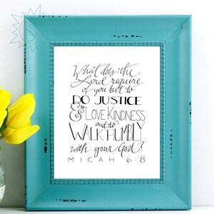 Bible Verse Wall Art / Christian Gifts for Women / Nursery Wall Art / Do Justice, Love Mercy, Walk Humbly /Micah 6:8 /THW078 image 3