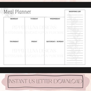 Weekly Meal Planner (Digital Download)