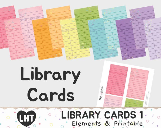 Pastel Blank Library Card Digital Elements and Printable, Pastel ...