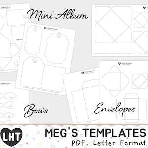 Mini Album Template - Envelope Templates - Coin Envelope - Bow Pattern - Junk Journal Envelope Template - digital download - PDF