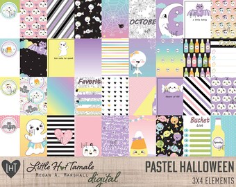 Pastel Halloween Clipart Elements and Printable Little Hot - Etsy