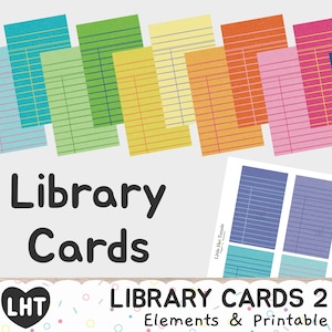Regenbogen Blanko Bibliothekskarten & individuelle Elemente für Schneidemaschinen - bunte Bibliothekskarten !