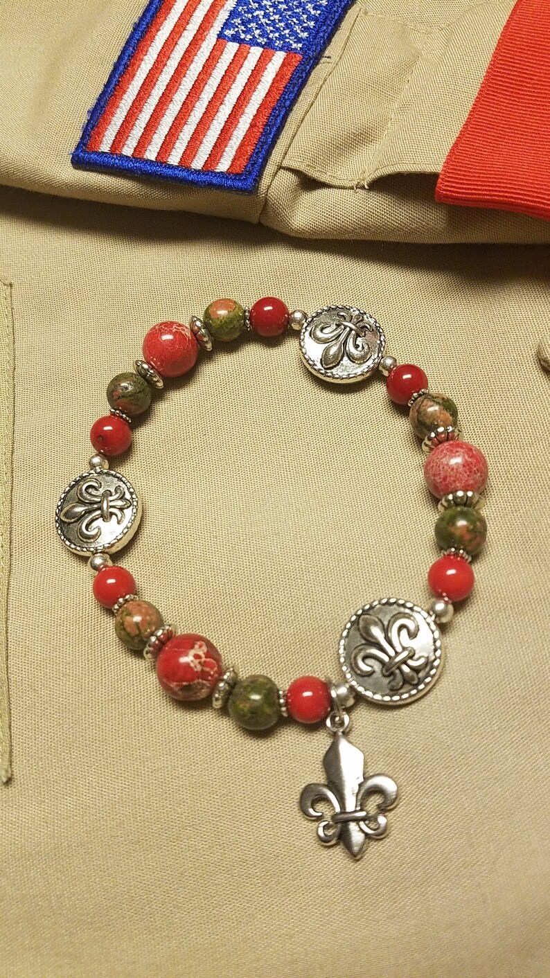 BOY SCOUT Colors Ladies' BRACELET With Fleur De Lis Beads Etsy