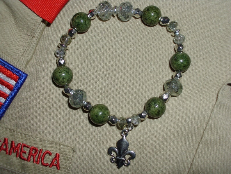 BOY SCOUT Colors Ladies' Beaded BRACELET with Fleur de lis Etsy