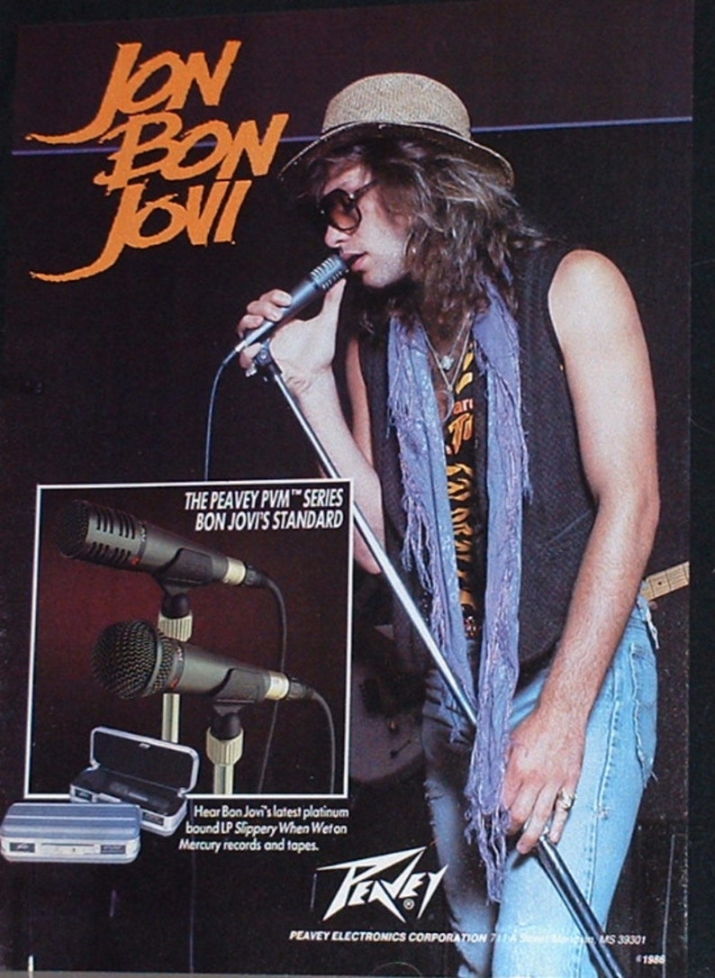 Jon Bon Jovi uses a Peavey PVM series microphone on stage 1986 | Etsy