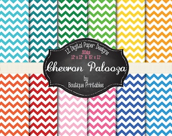 Chevronapalooza - Rainbow Chevron digital papers - 12x12 and 8.5x11 300 dpi