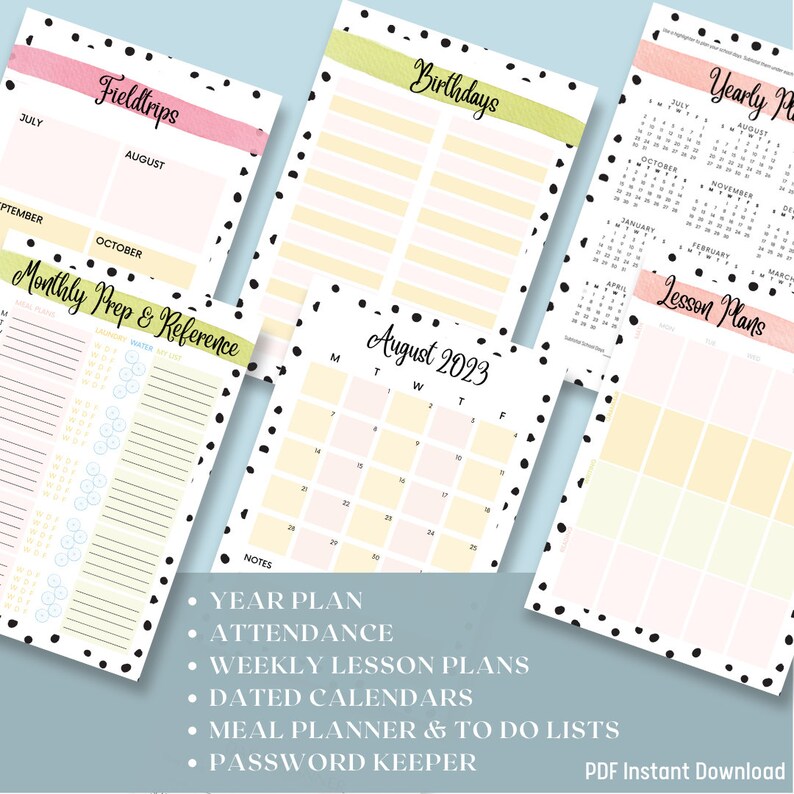 2023/2024 Homeschool Planner Instant Download Splash of Colors Bild 2