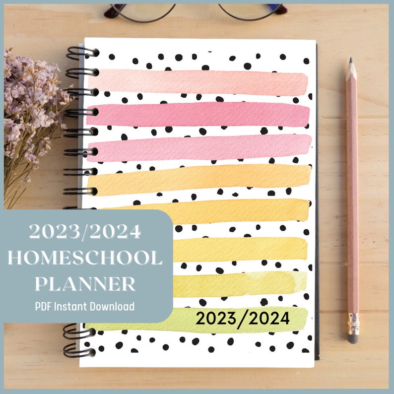 2023/2024 Homeschool Planner Instant Download Splash of Colors Bild 1