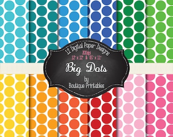 Big Dots - Rainbow Dots digital papers - 12x12 and 8.5x11 300 dpi