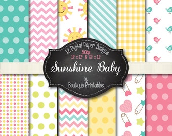 Sunshine Baby digital papers - 12x12 and 8.5x11 300 dpi