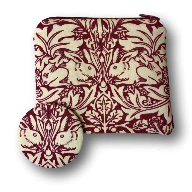 William Morris purse /& mirror set Brother Rabbit wine red Brer Rabbit