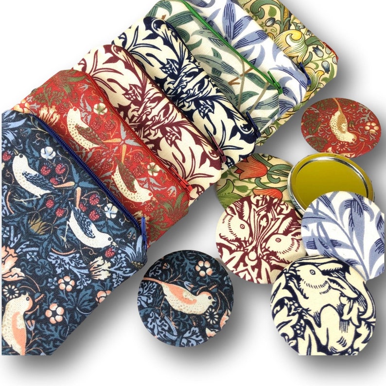 William Morris purse /& mirror set Brother Rabbit wine red Brer Rabbit