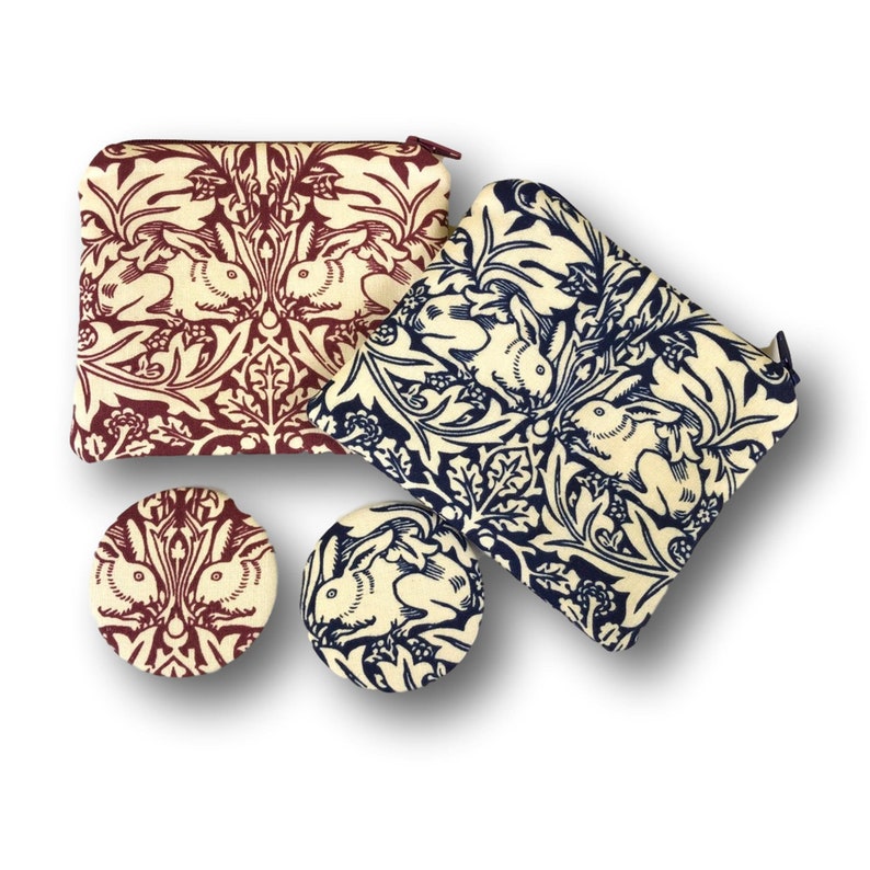 William Morris purse /& mirror set Brother Rabbit wine red Brer Rabbit