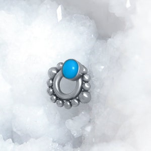 Dermal Jewelry - Surgical Steel Dermal Top - Dermal Piercing - Dermal Top Jewelry with Turquoise Stone - Internally Threaded Microdermal Top