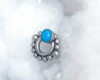 Dermal Jewelry - Surgical Steel Dermal Top - Dermal Piercing - Dermal Top Jewelry with Turquoise Stone - Internally Threaded Microdermal Top
