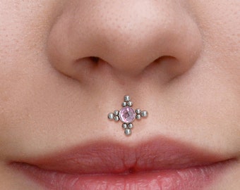 Chirurgisch stalen lipringstekker - Medusa-piercingsieraden - Monroe-stekker met platte achterkant met zirkonia - Philtrum Labret-stekker - Labret-sieraden
