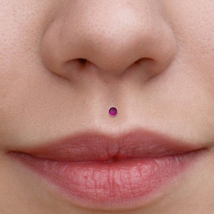 Chirurgenstahl Schmuck - Medusa Piercing Schmuck - Monroe Flat Back Stud mit Rubin Steine - Philtrum Labret Stud - Labret Schmuck