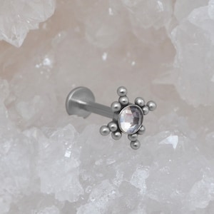 Surgical Steel Tragus Jewelry - Forward Helix Piercing - Cartilage Stud Earring with CZ - Conch Labret Jewelry - Body Piercing Jewelry