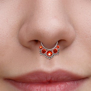 Surgical Steel Septum Ring - Daith Piercing Jewelry - Septum Clicker Ring with CZ Stones - Daith Ring - Septum Piercing