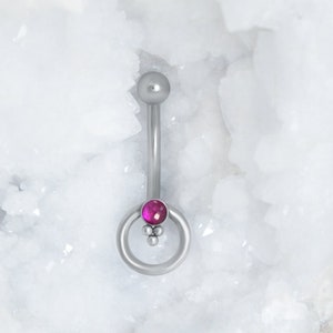 Anneau pour sourcils - Barre pour sourcils en acier chirurgical 316 L - Piercing tour avec pierre rubis - Boucle d&#39;oreille cartilage avec filetage externe