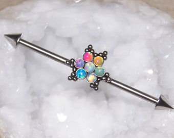 Pendiente industrial, perforación industrial de acero quirúrgico, joyería de andamio, perforación de barra de acero, joyería de 14 g para cartílago