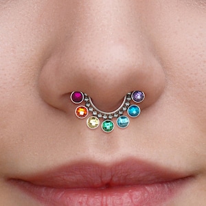 Septum Earring - Septum Clicker Hoop Surgical Steel - CZ Daith Piercing - Septum Jewelry 16g - Daith Earring - Septum Clicker