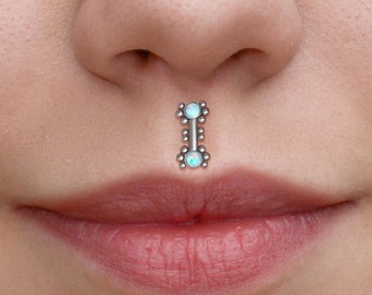 Labret Piercing - Surgical Steel Lip Ring - Medusa Labret Flat Back - Monroe Jewelry - Internally Threaded Labret for Philtrum Piercing