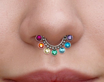 Septum Earring - Septum Clicker Hoop Surgical Steel - CZ Daith Piercing - Septum Jewelry 16g - Daith Earring - Septum Clicker