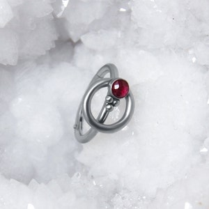 Helix Earring Hoop Surgical Steel - Tragus Piercing Ring - Cartilage Jewelry Ruby - Rook Clicker - Conch Hoop - Ear Piercing Jewelry