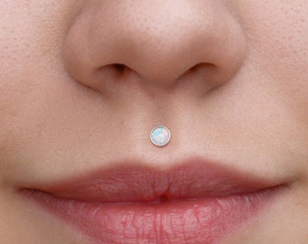 Surgical Steel Lip Earring - Labret Piercing - Internally Threaded Stud for Medusa Piercing - Monroe Labret Flat Back - Philtrum Jewelry