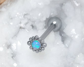 サージカルステンレス製タンバーベル - タンピアス オパール - タンジュエリー - タンピアス - 外ネジ式タンバーベルジュエリー